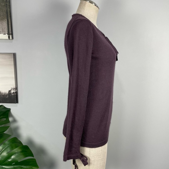 BLACK GOAT cashmere silk purple career luxury sweater Sz M - Picture 4 of 14